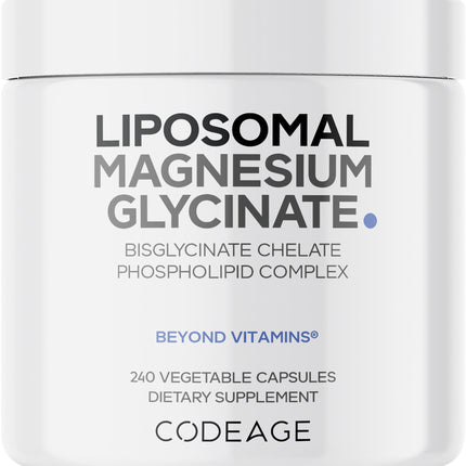Codeage Liposomal Magnesium Glycinate Supplement – 2-Month Supply, 240 Count, BioPerine, Non-GMO Vegan