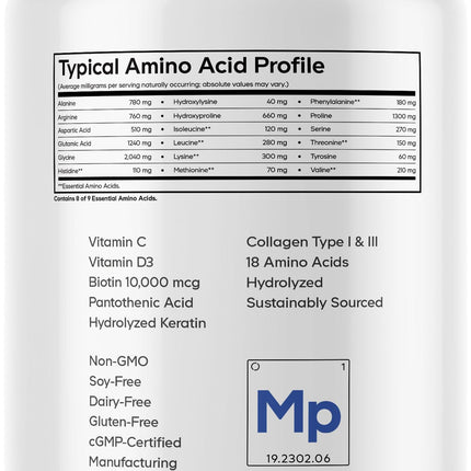 Codeage Marine Collagen Platinum — Wild-Caught Marine Collagen Peptides with Biotin 10,000 mcg, Vitamin C, D3 & B6, Keratin & Hyaluronic Acid (Non-GMO, 11.5 oz)