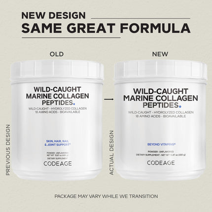 Codeage Marine Collagen Powder | Wild-Caught Fish Collagen, Type I & III, 15.87 oz