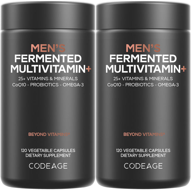 Codeage Men’s Daily Multivitamin – 25+ Vitamins & Minerals, Organic Whole Foods, Probiotics, Omega-3, Zinc | 2 Pack