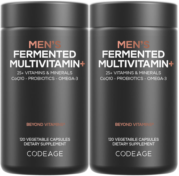 Codeage Men’s Daily Multivitamin – 25+ Vitamins & Minerals, Organic Whole Foods, Probiotics, Omega-3, Zinc | 2 Pack