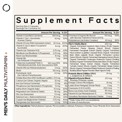 Codeage Men’s Daily Multivitamin – 25+ Vitamins, Organic Whole Foods, 120 Capsules