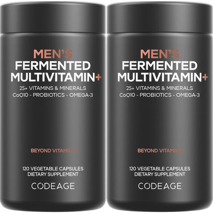 Codeage Men’s Daily Multivitamin – 25+ Vitamins & Minerals, Organic Whole Foods, Probiotics, Omega-3, Zinc | 2 Pack