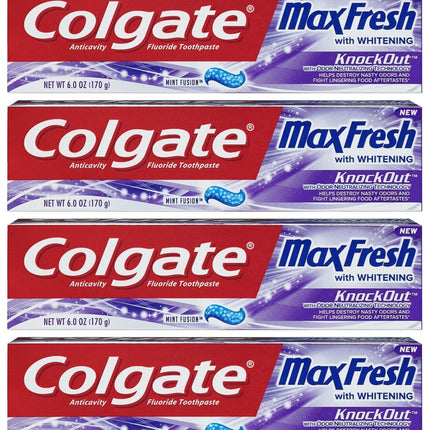 Colgate Max Fresh Knockout Toothpaste - Odor Neutralizing Technology - 6 oz Tubes (4-Pack)