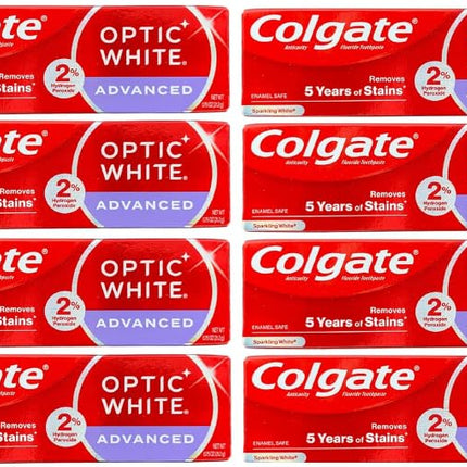 Colgate Optic White Advanced Toothpaste – Removes 5 Years of Stains, 0.75 oz (24 g) – Pack of 12