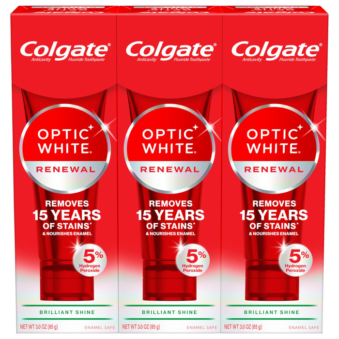 Colgate Optic White Renewal 3-Pack Toothpaste – Whitening, 3.0 oz
