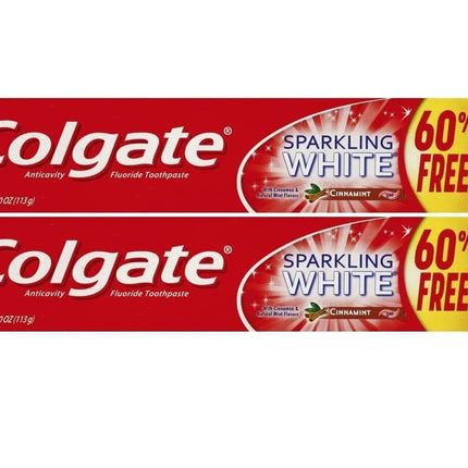 Colgate Sparkling White Cinnamint Toothpaste 4.0 oz (2 Pack) - Fluoride