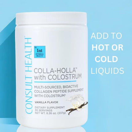 Colla-Holla with Colostrum Vanilla - Multi-Sourced Collagen Powder 8.36 oz