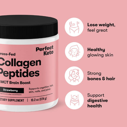 Perfect Keto Collagen Peptides with MCT Oil - Grass-Fed, Keto Coffee Creamer