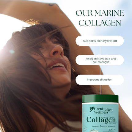 Great Lakes Wellness Marine Collagen Peptides Powder – Unflavored, 16 oz (Wild-Caught, MSC Certified)