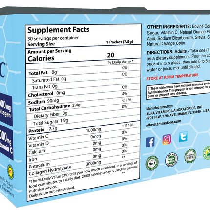 CollagenC Collagen Peptides Hydrolysate – 30 Sachets | Immune, Skin, Hair, Nails & Joints