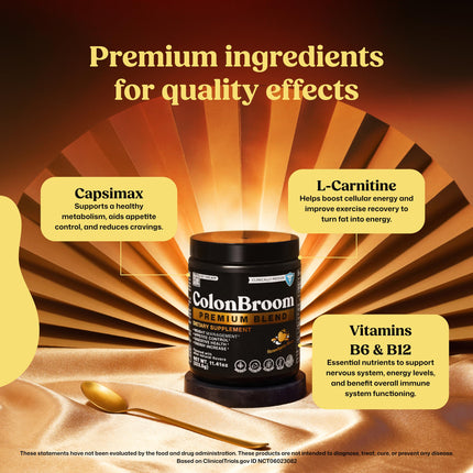 ColonBroom Premium Weight Management Supplement (Strawberry) - Psyllium Husk Fiber Powder Drink - Gluten Free, Non-GMO, 100 Servings