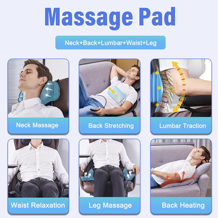 comrelax Back Massager with Heat & Traction — Full Back Massage Pad for Office & Home