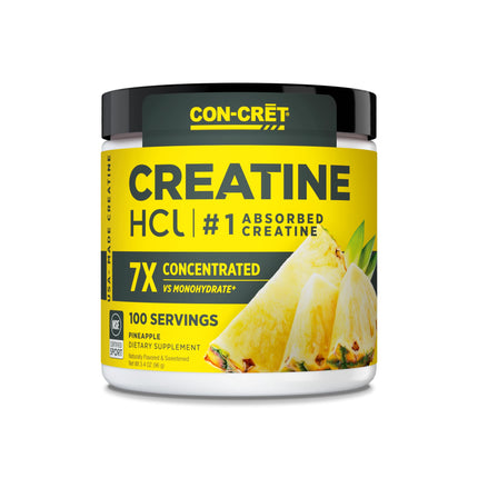 CON-CRET Creatine HCl Powder | Muscle & Cognitive Support | USA Made | NSF Certified | Pineapple (100 Servings)