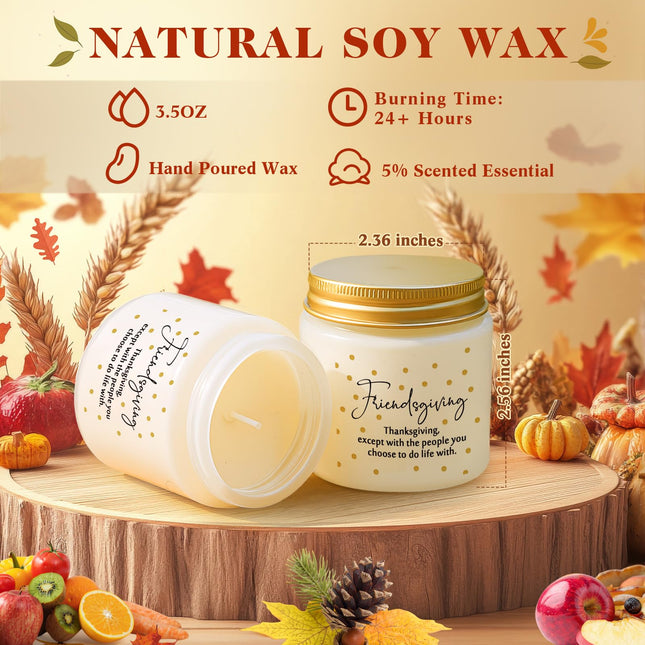 Conelist 12-Pcs Thanksgiving Scented Candles Set – 3.5 oz Soy Wax Glass Jars (Friendsgiving Gift)
