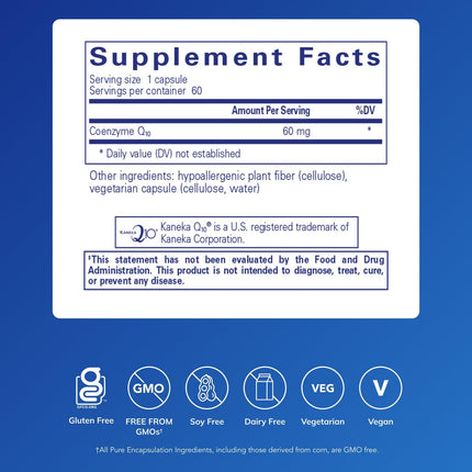 Pure Encapsulations CoQ10 60 mg Capsules – Energy, Brain & Cardiovascular Support