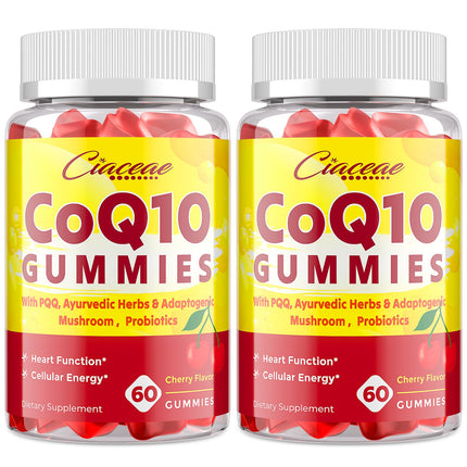 CoQ10 Gummies with PQQ 400 mg – High Potency, Cherry Flavor, 120 Vegan Gummies