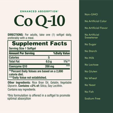Nature’s Bounty CoQ10 200 mg Softgels – Twin Pack, 160 Rapid Release | Heart Health & Cellular Energy