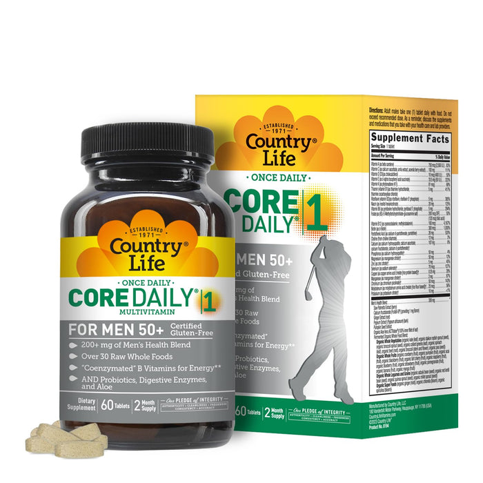 Country Life CORE DAILY-1 Multivitamin for Men 50+ – Gluten Free, Energy & Immune Support | 60 Tablets