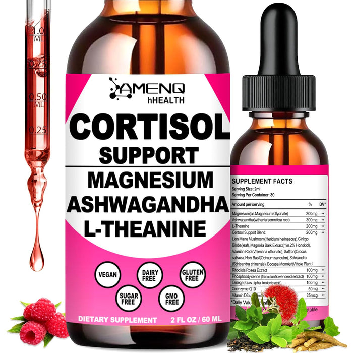 Cortisol Liquid Drops – 17-in-1 Cortisol Reducer with KSM-66, Ashwagandha & Theanine