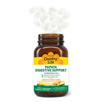 Country Life Papaya Enzymes Chewables – Digestive Support (200 Ct, Pack of 2)