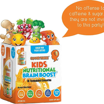 Cover Three Kids Brain & Focus Supplements | Omega-3 DHA for Children (20 Pouches)