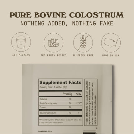 Cowboy Colostrum Powder Travel Packs – First Day Milking, Grass-Fed, Unflavored, 30 Servings