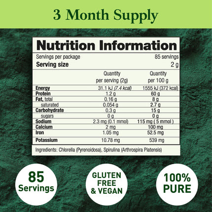 Good Natured Premium Chlorella Spirulina Powder – 85 Servings, Non-GMO, Sunlight Grown