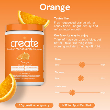 Create Creatine Monohydrate Gummies – 1.5g per Gummy, Vegan & Anti-Melting