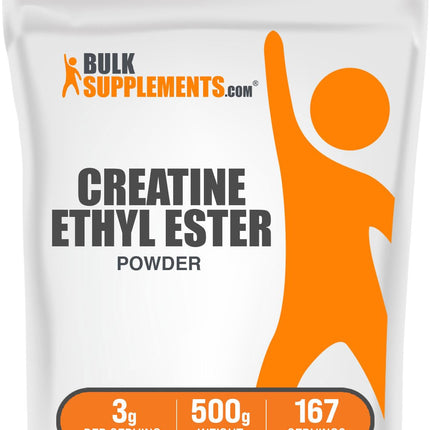 BulkSupplements Creatine Ethyl Ester HCl Powder – 3g/Serving, Unflavored, Gluten Free, 500g