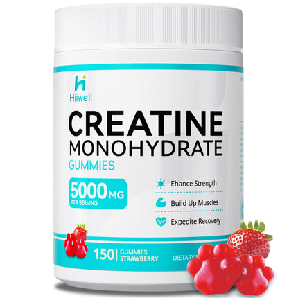 Creatine Monohydrate Gummies 5g – 150 Gummies (30 Servings) | Vegan, L-Carnitine, B6 & B12, Pre-Workout