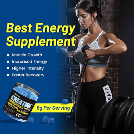 Creatine Monohydrate Gummies 6g – Energy, Strength & Muscle (120 Count)