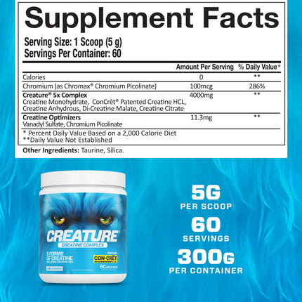 CREATURE® Creatine Complex – 5-Form Creatine Powder, 300g, Unflavored