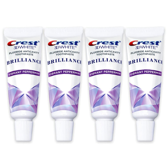 Crest 3D White Brilliance Toothpaste – Vibrant Peppermint Travel Size Pack of 4
