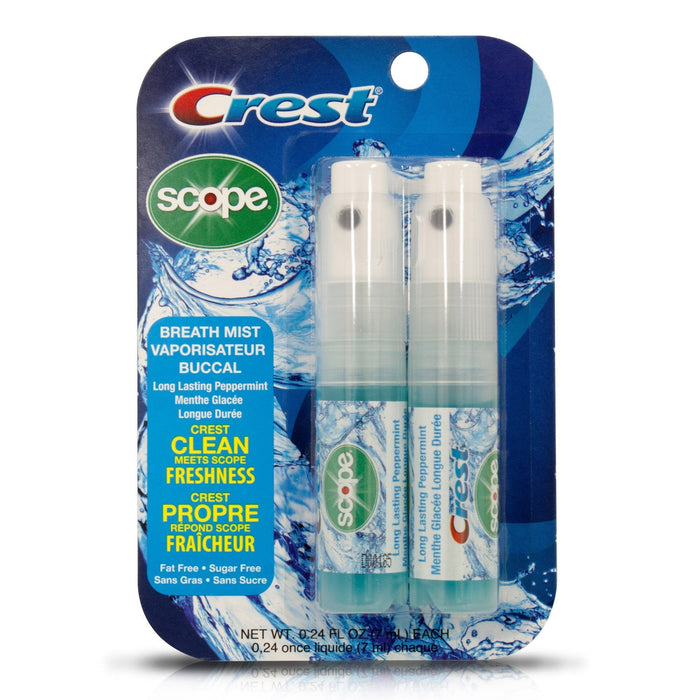 Crest Breath Mist with Scope – Long-Lasting Peppermint, 2 x 7 mL