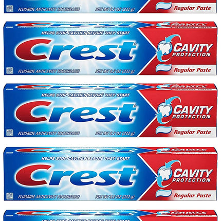 Crest Fluoride Anticavity Toothpaste - Regular Paste, 8.2 oz, Pack of 5