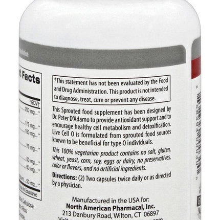 D'Adamo Personalized Nutrition - Live Cell O 90 Vcaps