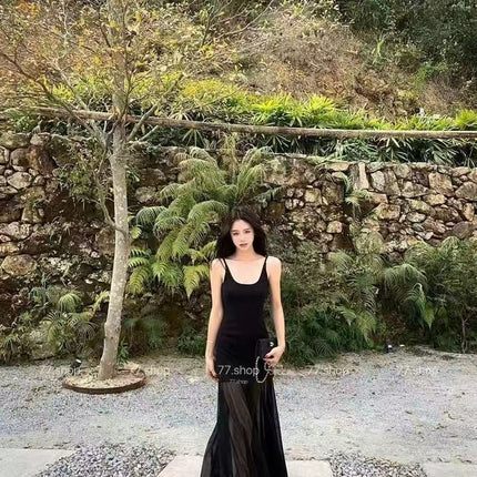 Pure Desire Mesh Splicing Sling Dress Women