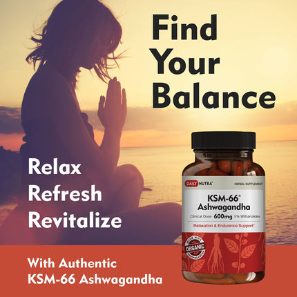 DailyNutra KSM-66 Ashwagandha 600mg Organic Root Extract | High Potency 270 Capsules