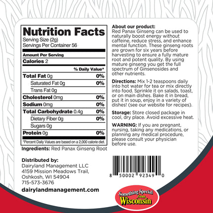 Red Panax Ginseng Powder (8 oz) – 10% Ginsenosides, Energy & Mood | Dairyland
