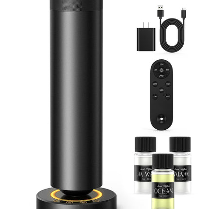 Dakomoda Waterless Diffuser — 90ml Oils, 1000 sq ft Coverage, Night Light | Starter Kit (Black)