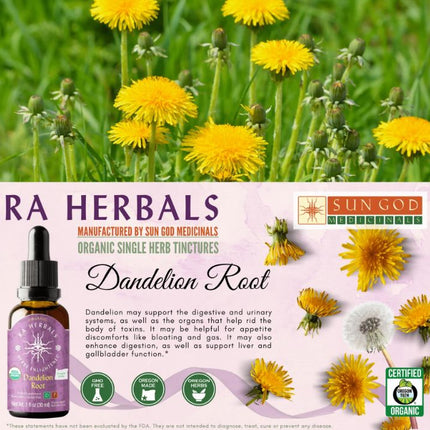 Dandelion Organic Tincture - IMPROVE DIGESTION & REMOVE IMPURITIES