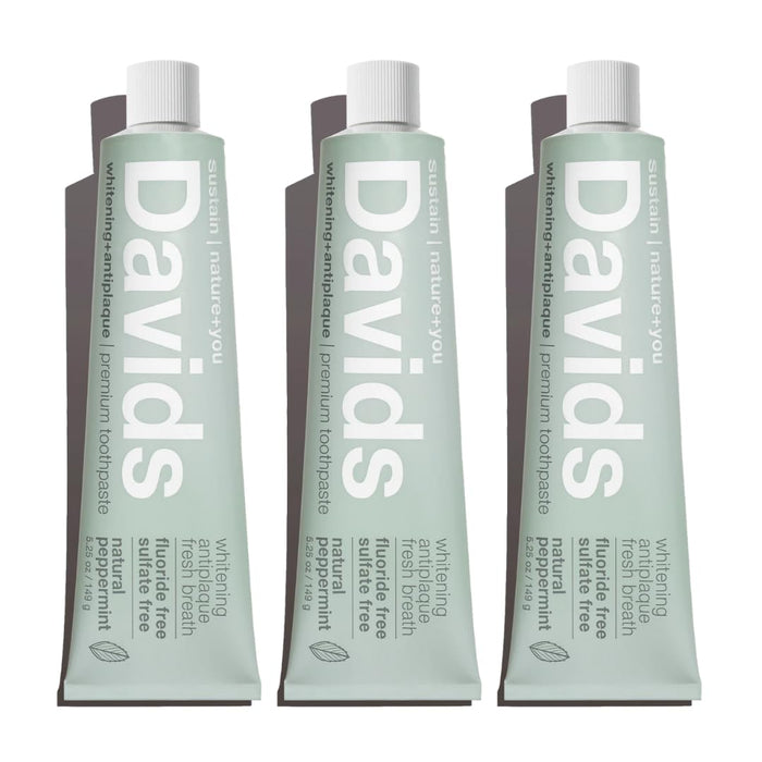 Davids Fluoride Free Toothpaste 3 Pack - SLS Free, Enamel Health, EWG Verified