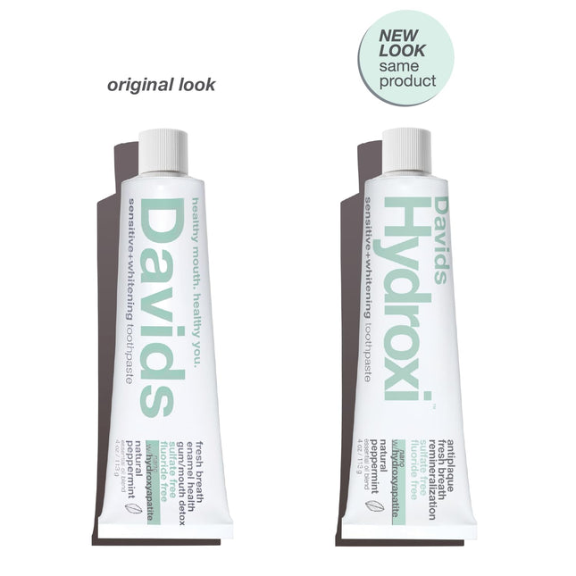 Davids Hydroxi Fluoride-Free Nano Hydroxyapatite Toothpaste – Remineralize Enamel, Sensitivity Relief | 4 oz | Made in USA