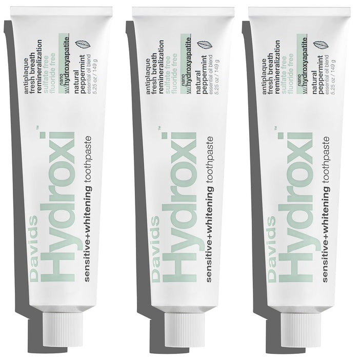 Davids Hydroxi Nano Hydroxyapatite Toothpaste – Remineralize Enamel, Sensitive Relief, 3 Pack