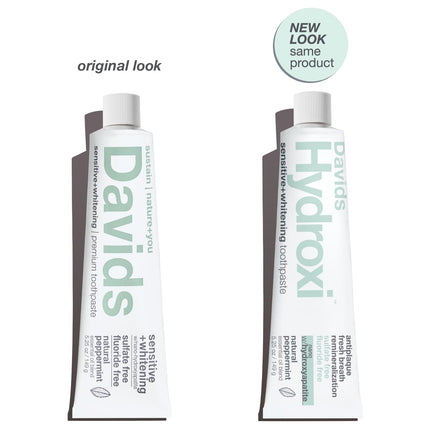 Davids Hydroxi Nano Hydroxyapatite Toothpaste – Remineralize Enamel, Sensitive Relief, Whitening | SLS Free, Made in USA