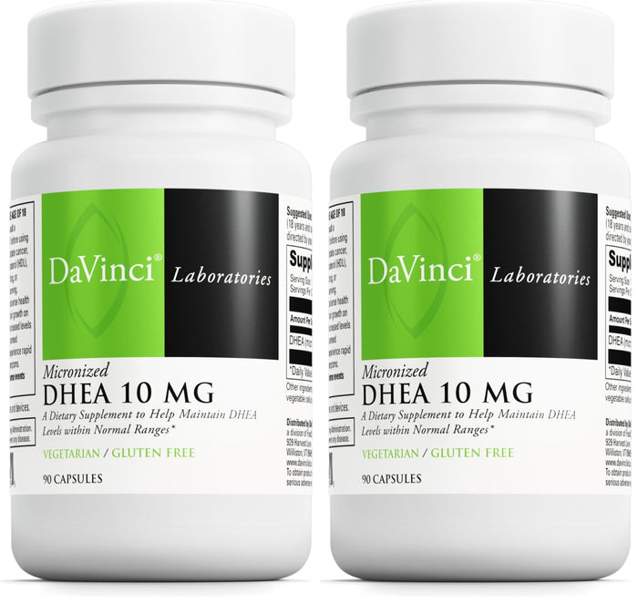 DAVINCI Labs Micronized DHEA 10mg – Hormone Balance, Brain Health & Thyroid Support | Vegetarian, Gluten-Free | 90 Capsules (Pack of 2)
