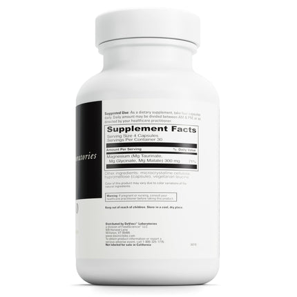 DAVINCI Tri-Mag 300: Triple Magnesium Glycinate, Taurate & Malate for Sleep & Nerve Support (120 Capsules)