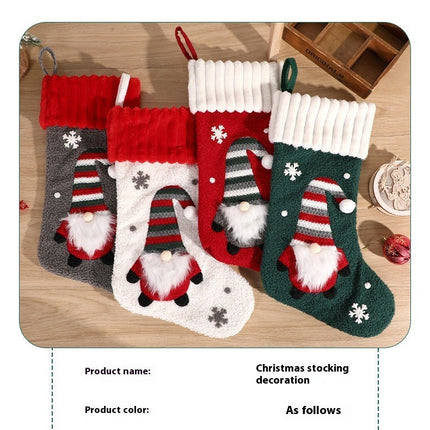 Christmas Decoration Embroidered Old Man Christmas Candy Socks Gift Bag Pendant