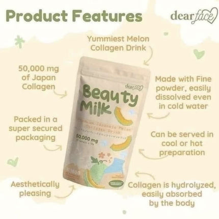 Dear Face Beauty Milk Japanese Collagen – Strawberry & Melon Drink (50,000mg)